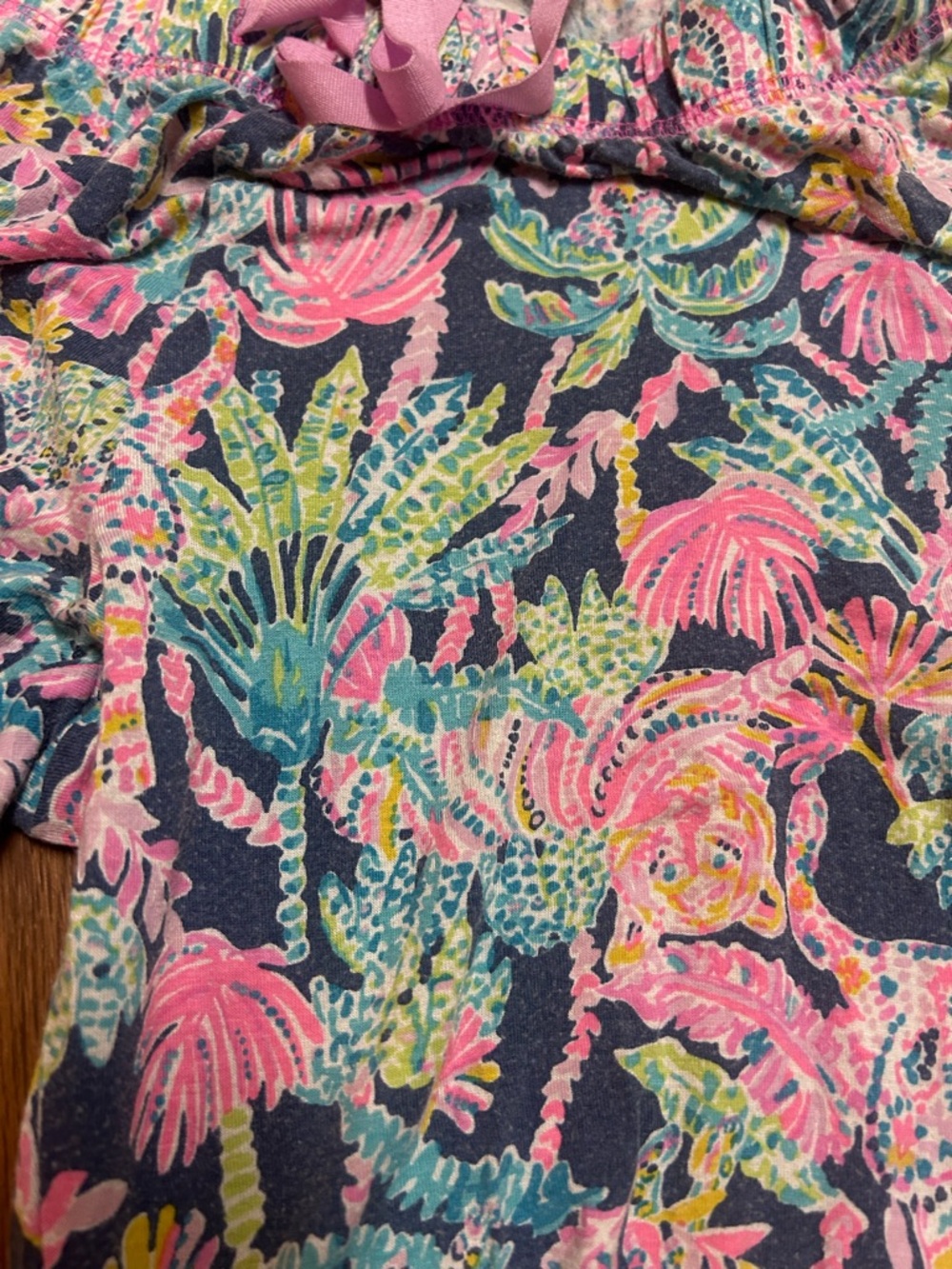 Lilly Pulitzer Colorful Floral Flared Pants - Navy, Pink, Green, Yellow - Picture 8 of 9